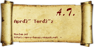 Apró Teréz névjegykártya